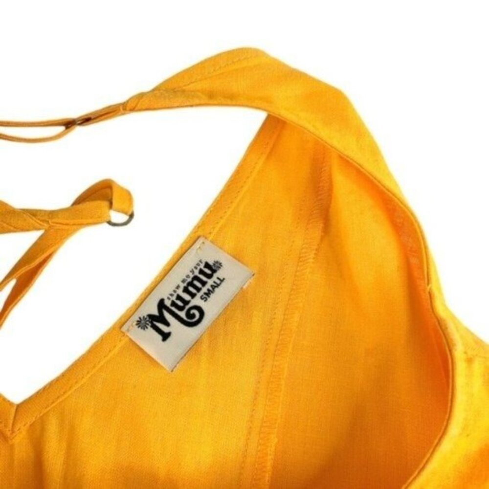 Show Me Your Mumu Sunflower Yellow Spaghetti Strap Mini Sundress Linen Blend - Picture 4 of 6